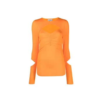 GANNI Cut Out Detailed Crewneck Top