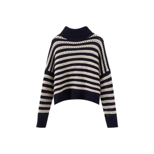 YUMOMO STAR sweater und Women's Navy Blue With White Stripes