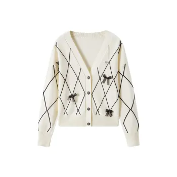 EICHITOO Knitwear Women's Ecru Plaid