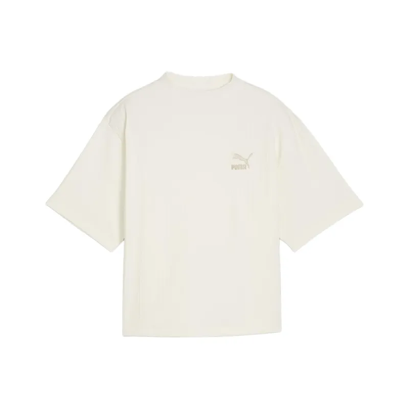 PUMA Drop Shoulder Sleeve T Shirt Women's Ecru-0