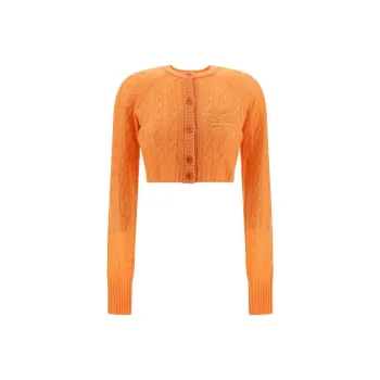 ETRO Logo Embroidered Cropped Knitted Cardigan
