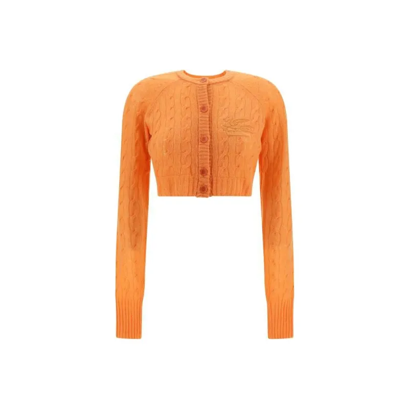 ETRO Logo Embroidered Cropped Knitted Cardigan-0