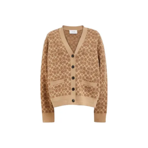 COACH FW24 Sweater Women's Brown Yellow