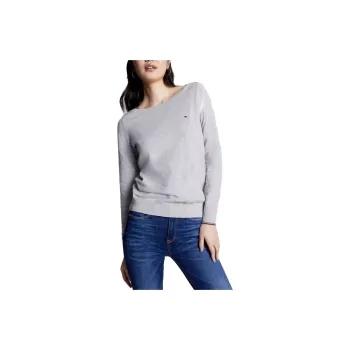 Tommy Hilfiger Solid Boatneck Sweater Sweaters Light Grey Heather Sweater Women's Gray