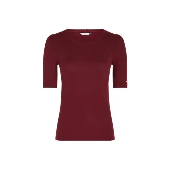 Tommy Hilfiger Slim Fit Half Sleeve Jumper T-Shirt Women's Deep Red