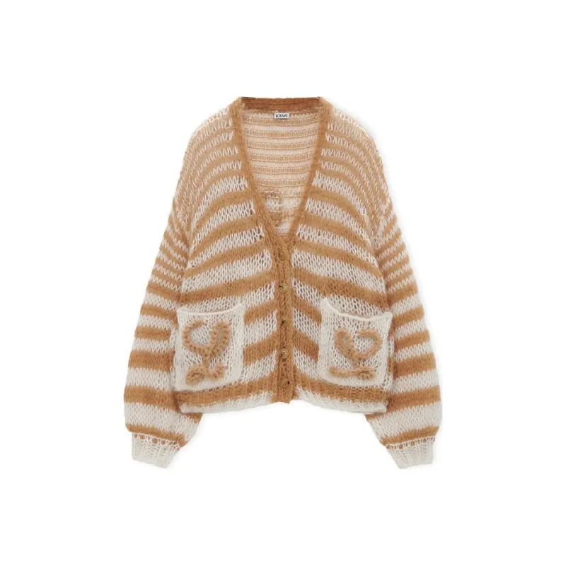 LOEWE Anagram Cardigan 'White/Camel'-0