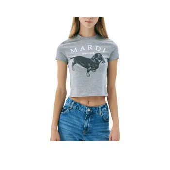 MARDI MERCREDI Crop Tops Women's White/Gray