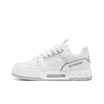V.YERXU Versatile Casual White Sneakers Abrasion Resistant Lightweight Slip Resistant Low Top Skateboard Shoes Unisex