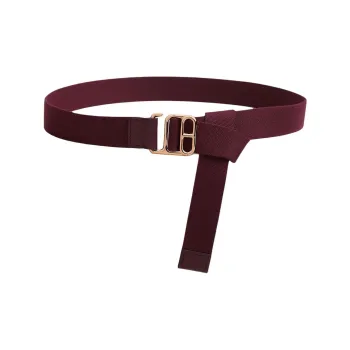 HERMES Fabric Belt Men's Burgundy Width 3CM