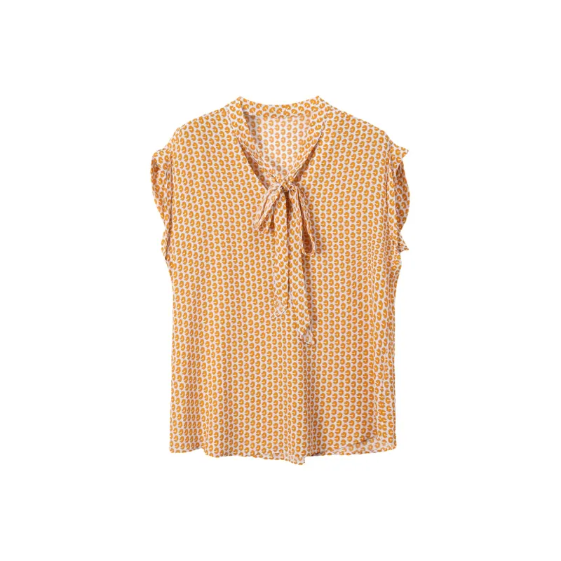 H-YXIANG T-Shirt Women's Rice-Colored Base With Diamond Pattern-0