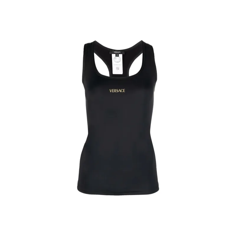 VERSACE Logo-print Square-neck Performance Tank Top-0