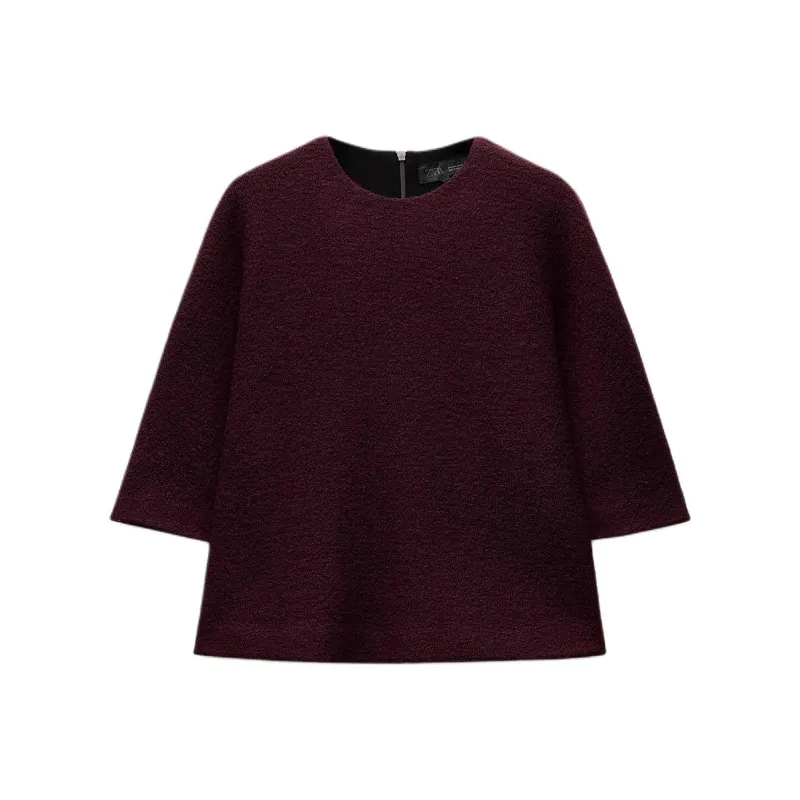 ZARA ZW Series Sweater Women's Burgundy-0