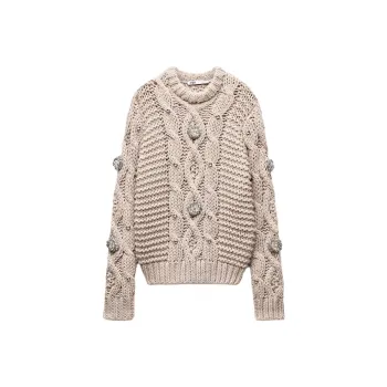ZARA Sweater Women's Light Gray Pink