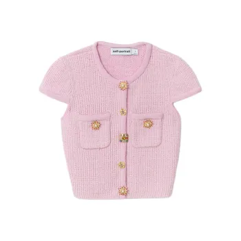 Self portrait Jewelry buttons Knitted Cropped Top