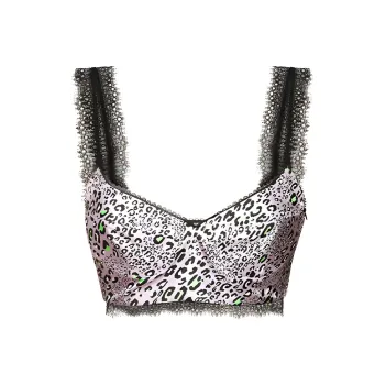 VERSACE Leopard Print Silk Bralette Top 'Lilac'