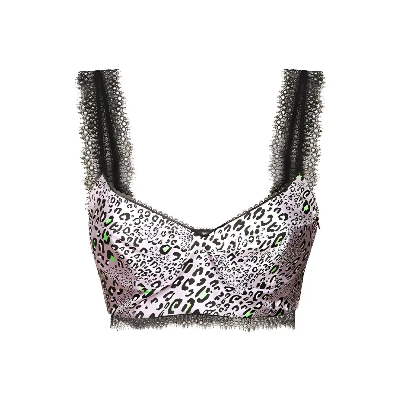 VERSACE Leopard Print Silk Bralette Top 'Lilac'-0