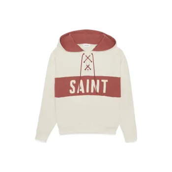SAINT LAURENT Logo Patch Drawstring Hoodie