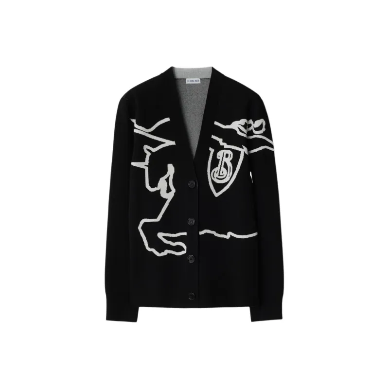 Burberry Equestrian Knight V Neck Buttoned Cardigan-0