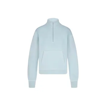 SKIMS SS24 Summer Collection FRENCH TERRY SHRUNKEN HALF ZIP Sweatshirt Women's OPAL/Opal