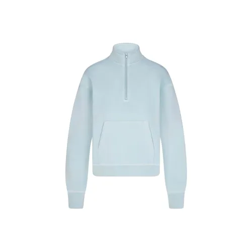 SKIMS SS24 Summer Collection FRENCH TERRY SHRUNKEN HALF ZIP Sweatshirt Women's OPAL/Opal