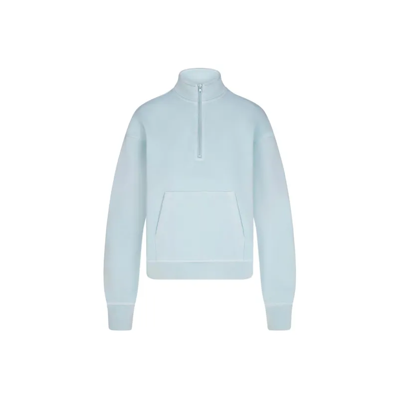 SKIMS SS24 Summer Collection FRENCH TERRY SHRUNKEN HALF ZIP Sweatshirt Women's OPAL/Opal-0