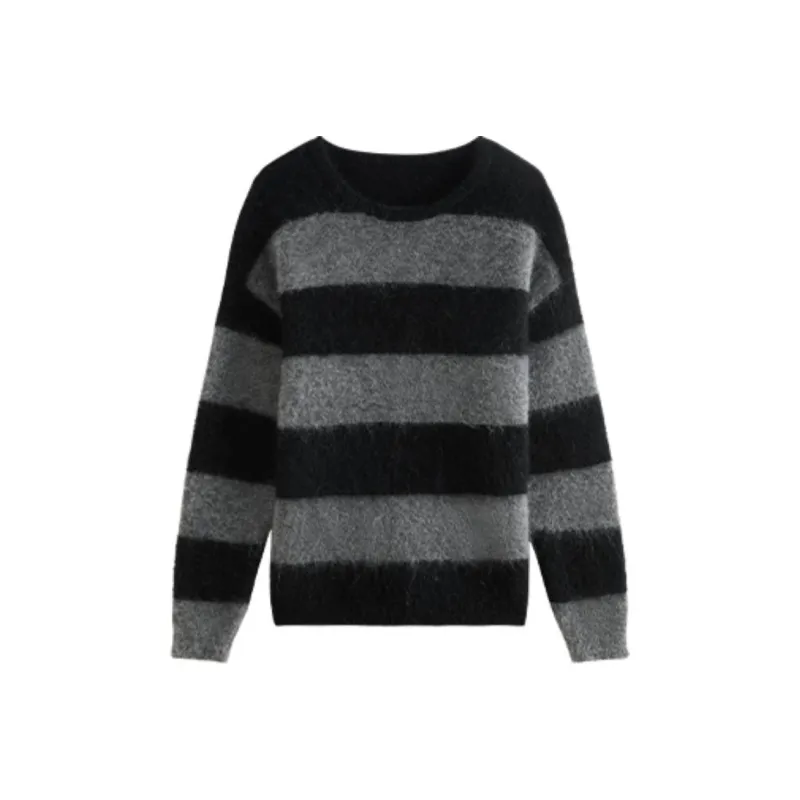 FANSILANEN Sweater Women's Black Gray Stripes-0