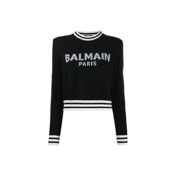 BALMAIN Intarsia knit Logo Jumper