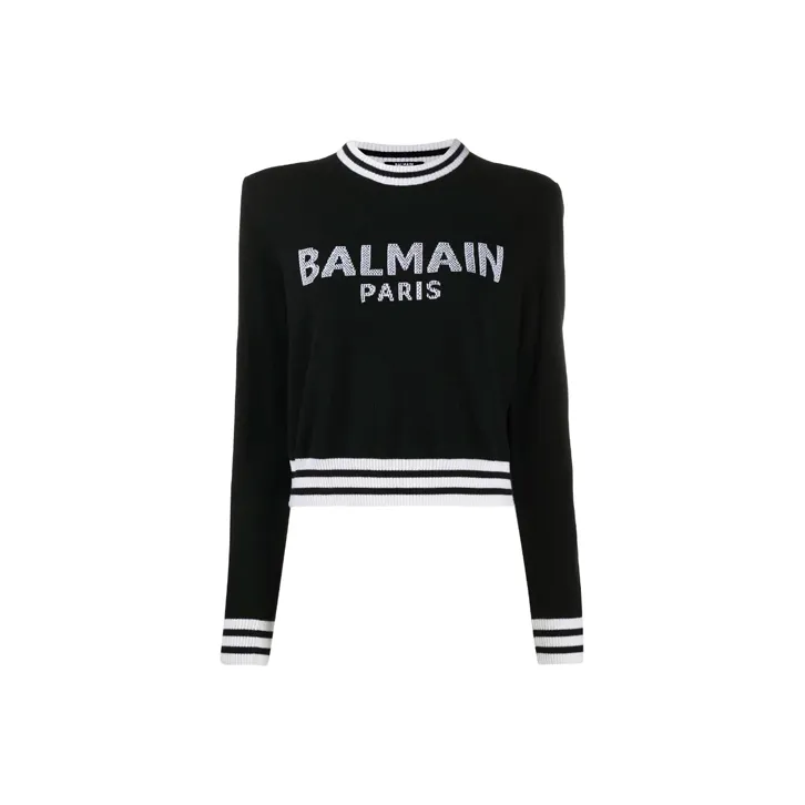 BALMAIN Intarsia knit Logo Jumper-0