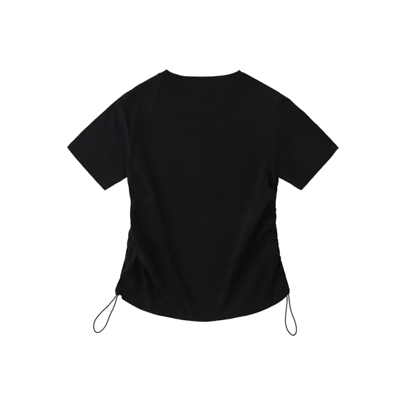 LAMLICKA Drop Shoulder Sleeve T Shirt Women's Black-1