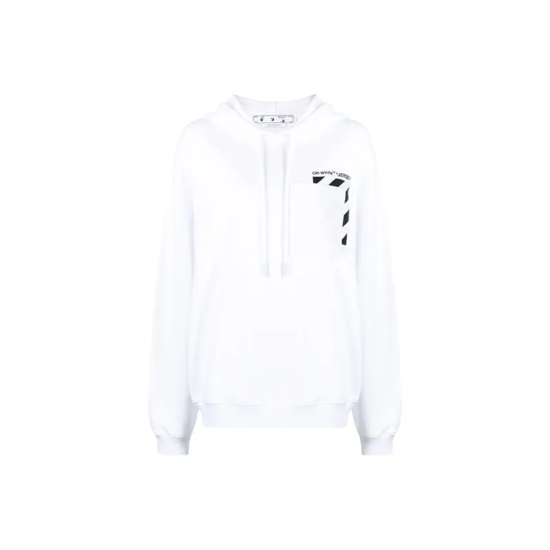 OFF WHITE Logo Design Hoodie White-0