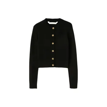 PALM ANGELS Curved Logo Buttoned Cardigan