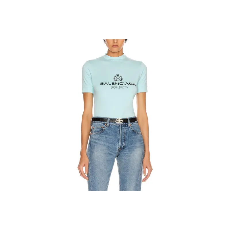 Balenciaga T-Shirts Women's Lake Blue-0