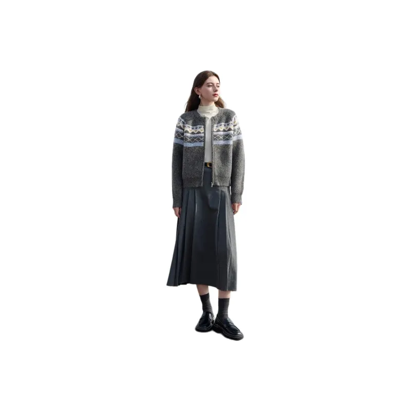 3COLOUR FW24 Sweater Women's Stone Gray Geometry-0