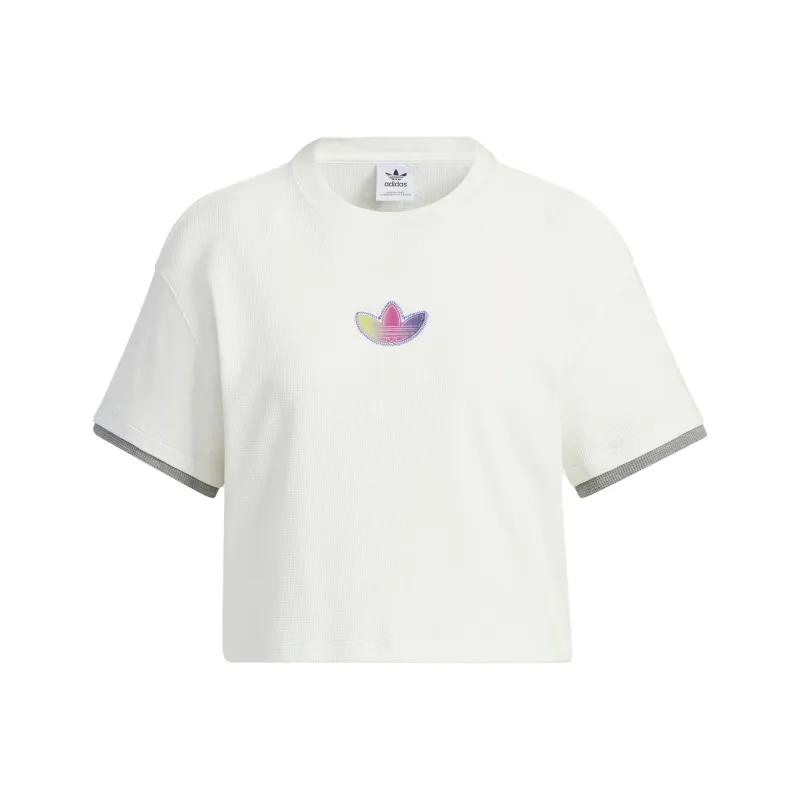 adidas originals Logo Embroidered Short Sleeve Tee 'Off White'-0