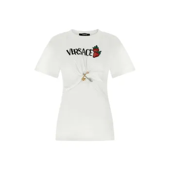 VERSACE Safety Pin Detailed Crewneck T Shirt