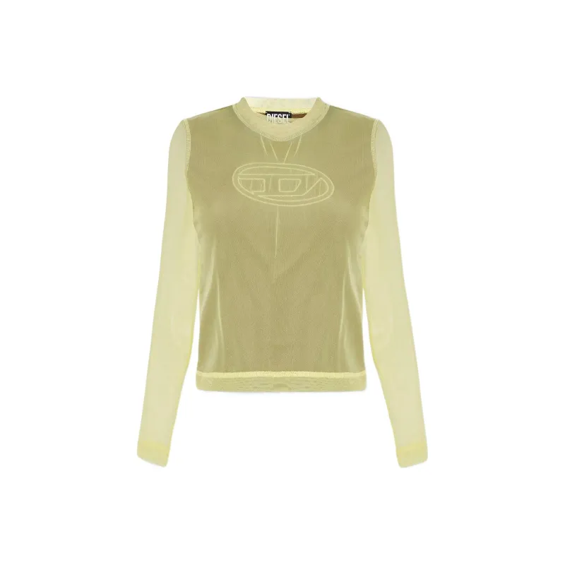 DIESEL OVAL D Series T Shirts Women's Yellow Green-0
