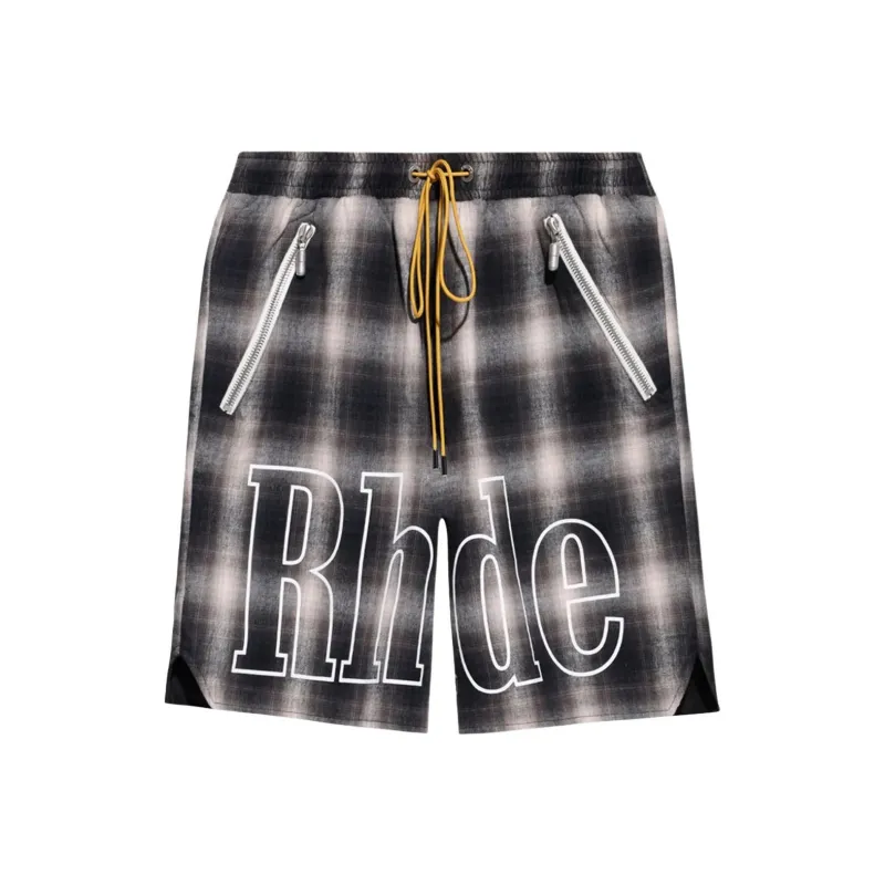 RHUDE Check print Track Shorts-0
