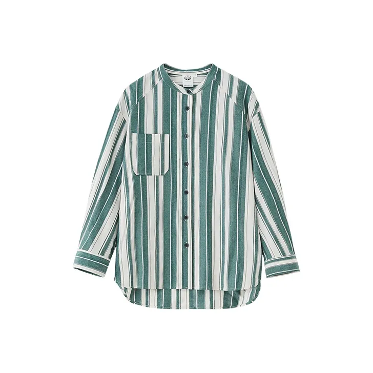 DEER AND FLYER Shirts Women's Green Stripes-0