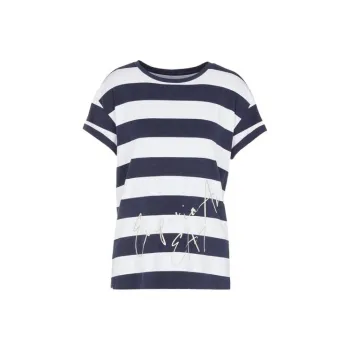 EMPORIO ARMANI EA7 T Shirts Women's Blue With White Lettering