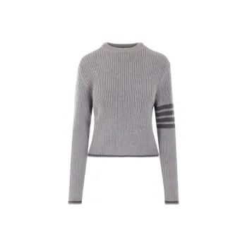 THOM BROWNE 4 Bar Stripes Crewneck Cable Knitted Jumper