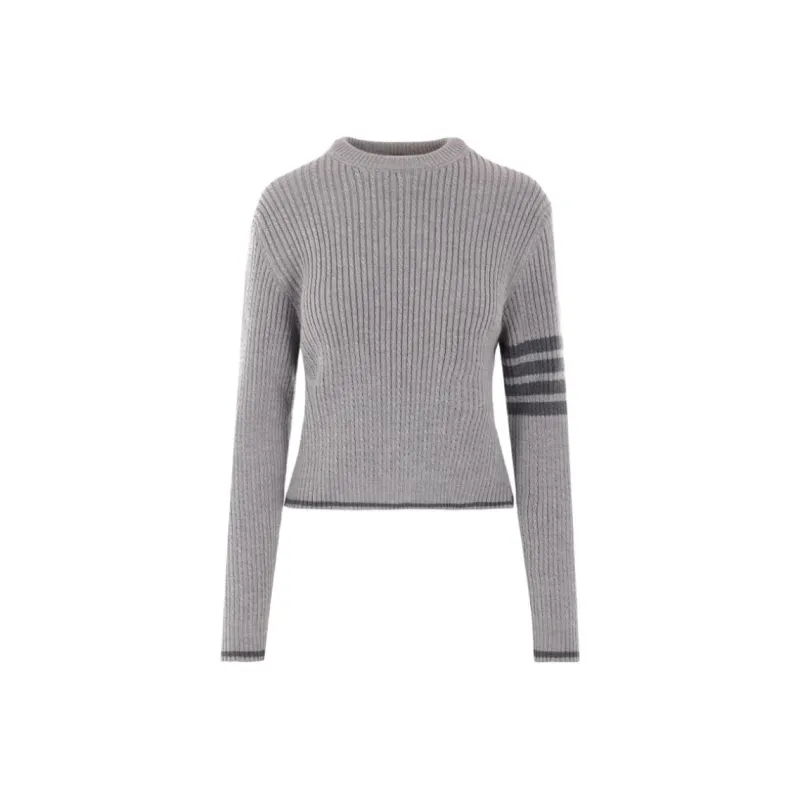 THOM BROWNE 4 Bar Stripes Crewneck Cable Knitted Jumper-0