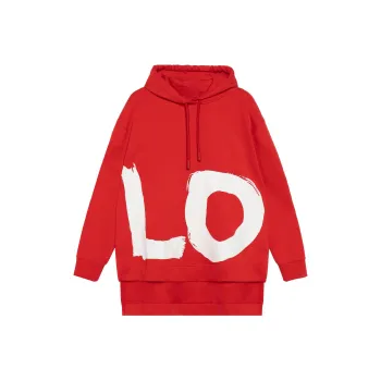 Burberry Love Graphic Oversized Cotton Hoodie Women's