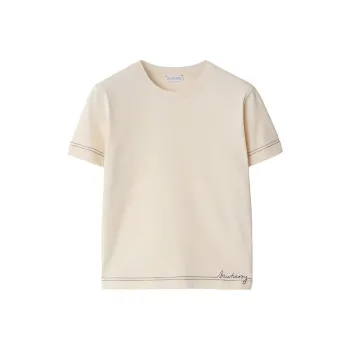 Burberry Logo embroidered Cotton T shirt