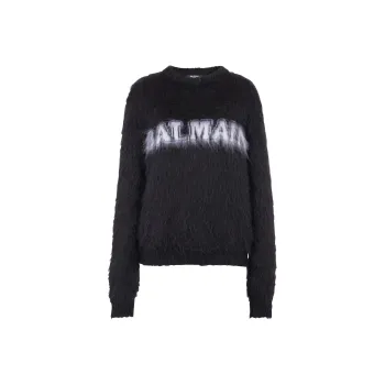 BALMAIN Logo Jacquard Crewneck Knitted Jumper