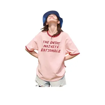 Tonlion Drop Shoulder Sleeve T-Shirt Women's Light Peach Pink