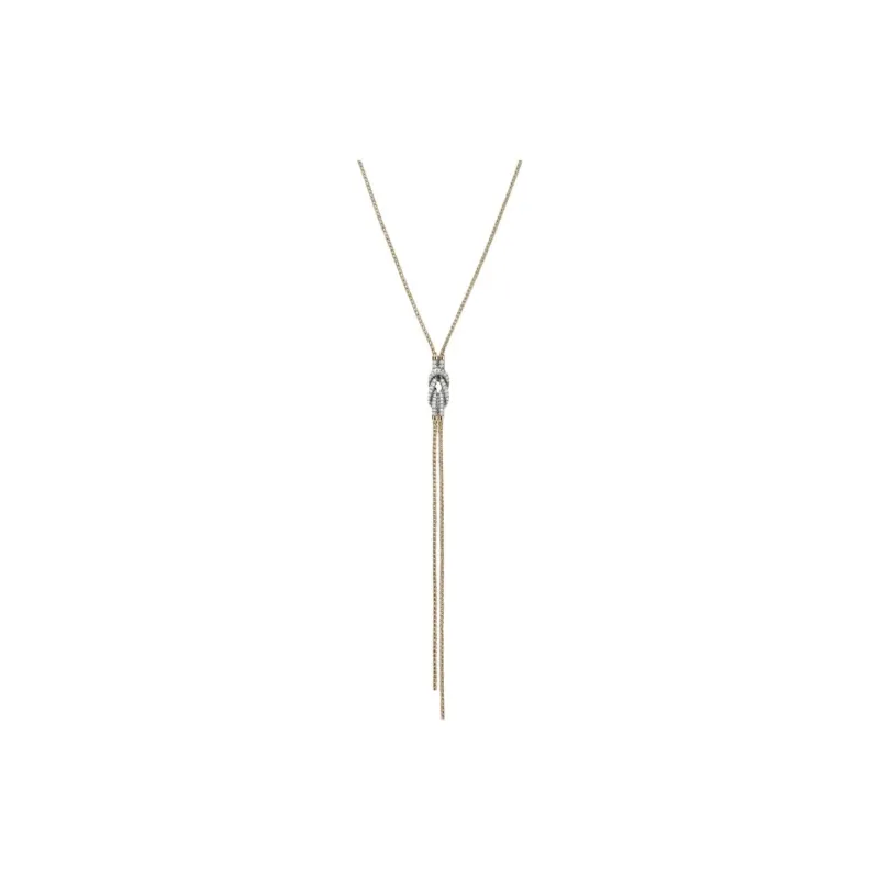 John Hardy 14K Yellow Gold Love Knot Y Diamond Necklace-0