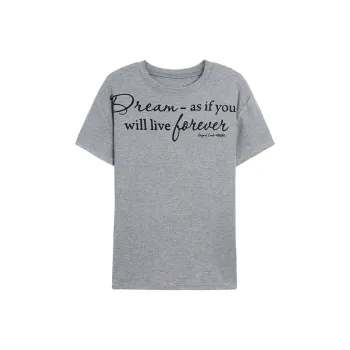 Ning Cai Yuer Drop Shoulder Sleeve T Shirt Women's Gray