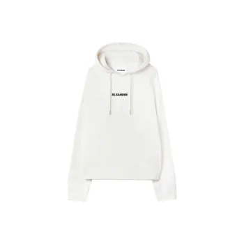 JIL SANDER Women's Printed Logo Hoodie Cream