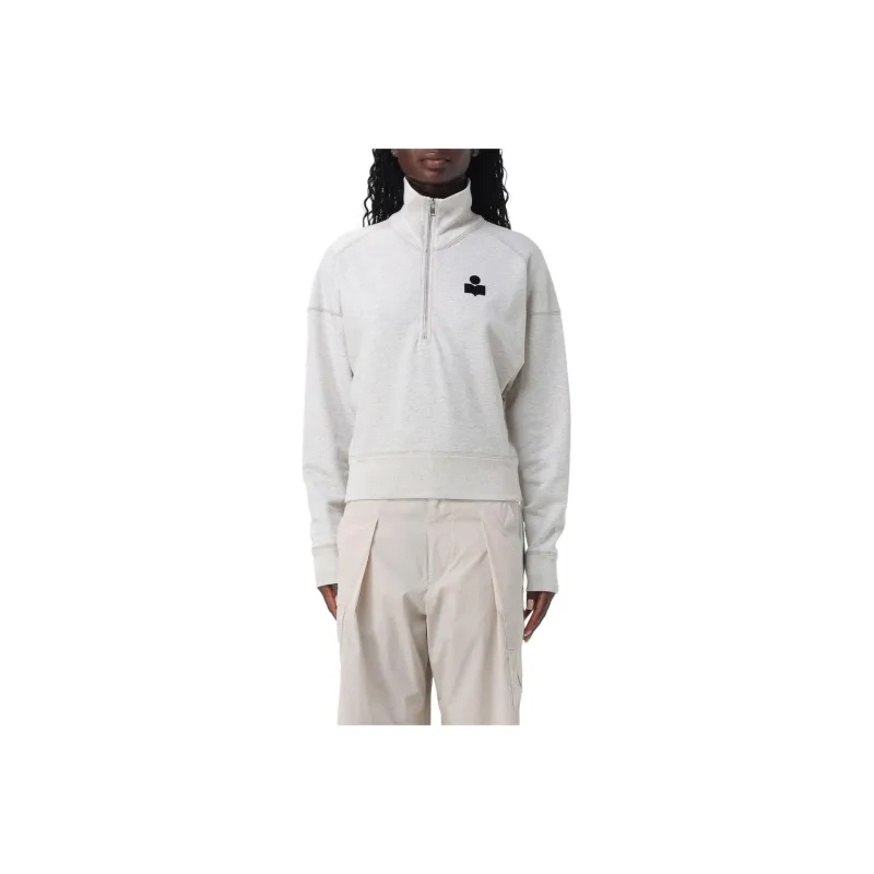 ISABEL MARANT Ross Logo Flocked Zip Up Sweatshirt-0