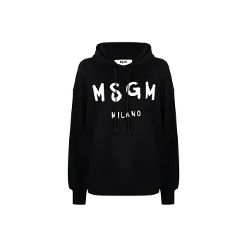 MSGM Logo Printed Drawstring Hoodie